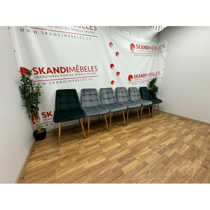 Virtuvės kėdės Pearl (Velveta) iš ekspozicijos (5gb pilkos, 2gb žalios)